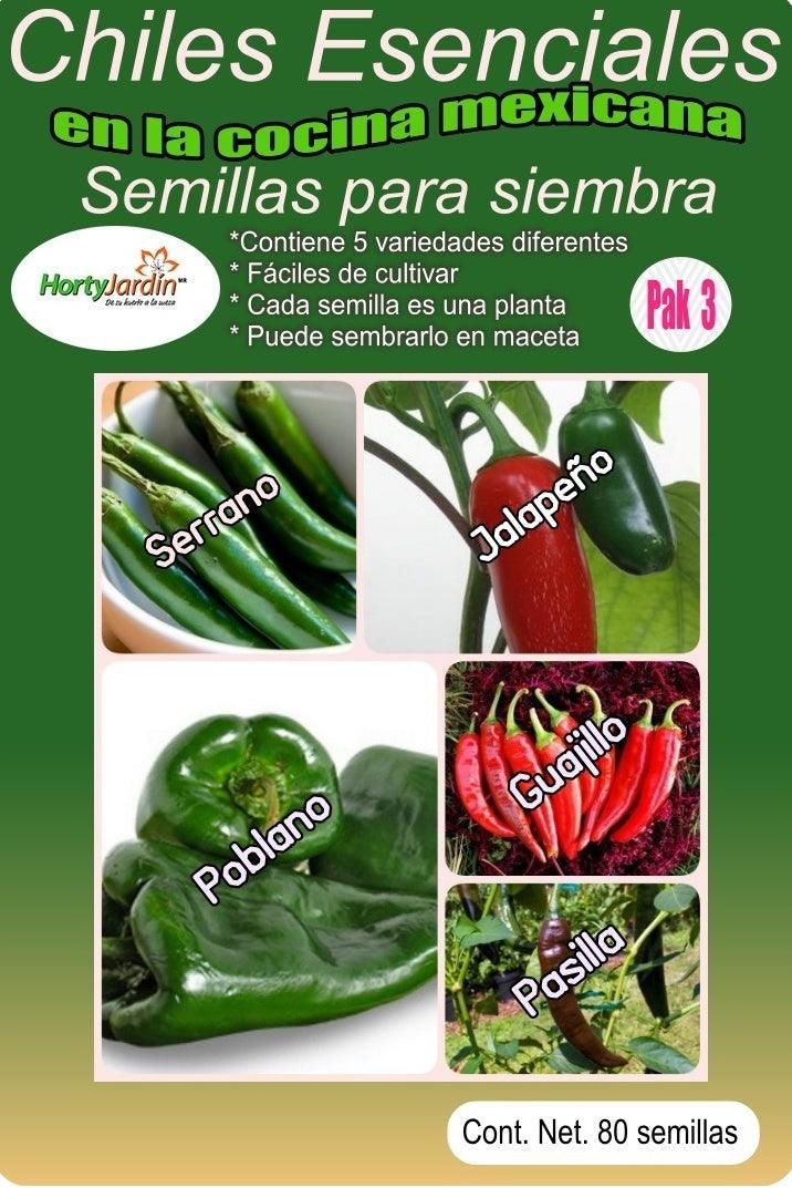 Paquete Chiles Esenciales 5 variedades - Hortyjardín